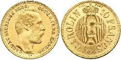 10 Franc / 1 Carolin Suède Or Oscar II de Suède (1829-1907)