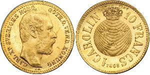 10 Franc / 1 Carolin Suecia Oro Óscar II de Suecia (1829-1907)