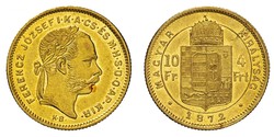 10 Franc / 4 Forint Imperio austrohúngaro (1867-1918) Oro Franz Joseph I (1830 - 1916)