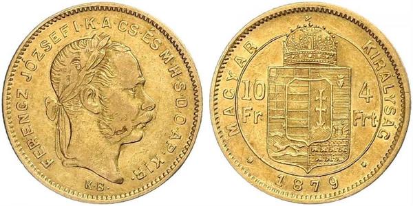 10 Franc / 4 Forint 奥匈帝国 (1867 - 1918) 金 弗朗茨·约瑟夫一世 (1830 - 1916)