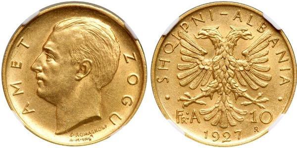 10 Franga Ari Albania Gold Zog I, Skanderbeg III of Albania