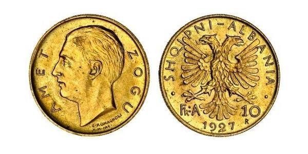 10 Franga Ari Албания Золото Zog I, Skanderbeg III of Albania
