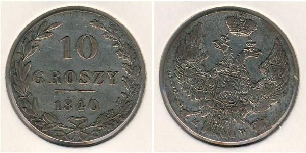 10 Grosh Empire russe (1720-1917) / Royaume du Congrès (1815-1915) Argent Nicolas I (1796-1855)