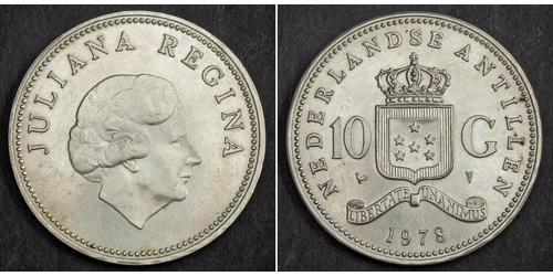 10 Gulden Antilles néerlandaises (1954 – 2010) Argent Juliana of the Netherlands (1909 – 2004)