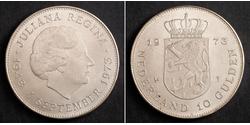 10 Gulden Pays-Bas Argent Juliana of the Netherlands (1909 – 2004)