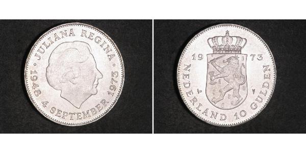 10 Gulden Paesi Bassi Argento Juliana of the Netherlands (1909 – 2004)