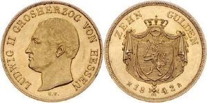 10 Gulden Grand Duchy of Hesse (1806 - 1918) Gold Louis II, Grand Duke of Hesse