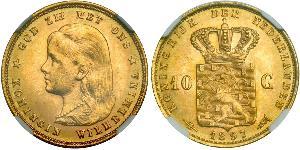 10 Gulden Kingdom of the Netherlands (1815 - ) Gold Wilhelmina of the Netherlands (1880 - 1962)