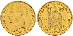 10 Gulden Kingdom of the Netherlands (1815 - ) Gold William I of the Netherlands (1772 - 1843)