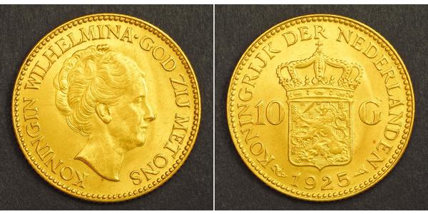 10 Gulden Kingdom of the Netherlands (1815 - ) Gold Wilhelmina of the Netherlands (1880 - 1962)