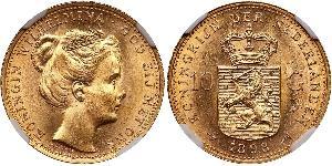 10 Gulden Königreich der Niederlande (1815 - ) Gold Wilhelmina (Niederlande)(1880 - 1962)