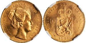 10 Gulden Königreich der Niederlande (1815 - ) Gold Wilhelmina (Niederlande)(1880 - 1962)