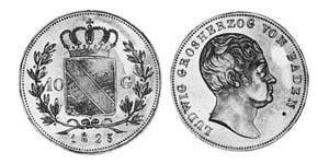 10 Gulden Grand-duché de Bade (1806-1918) Or Louis Ier de Bade(1763 - 1830)