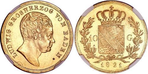 10 Gulden Grand-duché de Bade (1806-1918) Or Louis Ier de Bade(1763 - 1830)