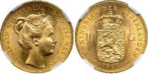 10 Gulden Royaume des Pays-Bas (1815 - ) Or Wilhelmine (reine des Pays-Bas)(1880 - 1962)