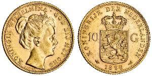 10 Gulden Royaume des Pays-Bas (1815 - ) Or Wilhelmine (reine des Pays-Bas)(1880 - 1962)