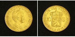 10 Gulden Royaume des Pays-Bas (1815 - ) Or Wilhelmine (reine des Pays-Bas)(1880 - 1962)