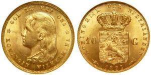 10 Gulden Royaume des Pays-Bas (1815 - ) Or Wilhelmine (reine des Pays-Bas)(1880 - 1962)