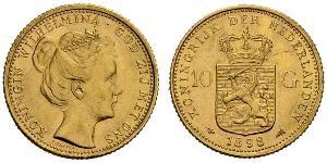 10 Gulden Royaume des Pays-Bas (1815 - ) Or Wilhelmine (reine des Pays-Bas)(1880 - 1962)