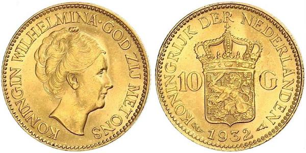 10 Gulden Royaume des Pays-Bas (1815 - ) Or Wilhelmine (reine des Pays-Bas)(1880 - 1962)