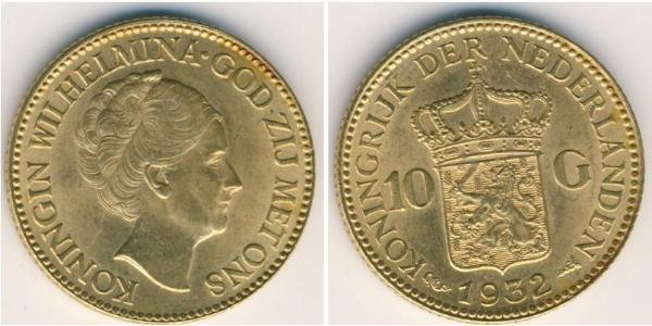 10 Gulden Royaume des Pays-Bas (1815 - ) Or Wilhelmine (reine des Pays-Bas)(1880 - 1962)