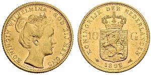 10 Gulden Regno dei Paesi Bassi (1815 - ) Oro Guglielmina dei Paesi Bassi(1880 - 1962)