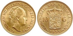 10 Gulden Reino de los Países Bajos (1815 - ) Oro Guillermina de los Países Bajos(1880 - 1962)