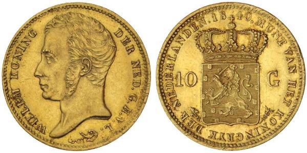 10 Gulden Reino de los Países Bajos (1815 - ) Oro William I of the Netherlands (1772 - 1843)