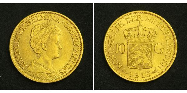 10 Gulden Reino de los Países Bajos (1815 - ) Oro Guillermina de los Países Bajos(1880 - 1962)