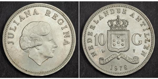 10 Gulden Niederländische Antillen (1954 – 2010) Silber Juliana of the Netherlands (1909 – 2004)