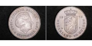 10 Gulden Netherlands Silver Juliana of the Netherlands (1909 – 2004)