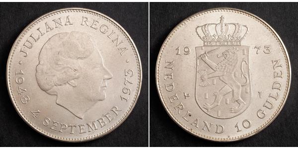 10 Gulden Netherlands Silver Juliana of the Netherlands (1909 – 2004)