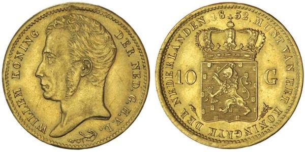 10 Gulden 荷兰王国 金 William I of the Netherlands (1772 - 1843)