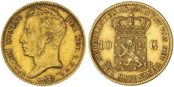 10 Gulden 荷兰王国 金 William I of the Netherlands (1772 - 1843)