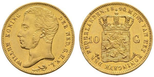 10 Gulden 荷兰王国 金 William I of the Netherlands (1772 - 1843)