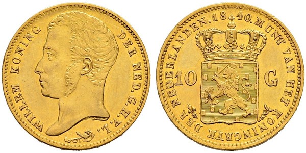 10 Gulden 荷兰王国 金 William I of the Netherlands (1772 - 1843)