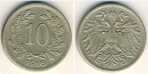 10 Heller Imperio austrohúngaro (1867-1918) Níquel/Cobre/Zinc Franz Joseph I (1830 - 1916)
