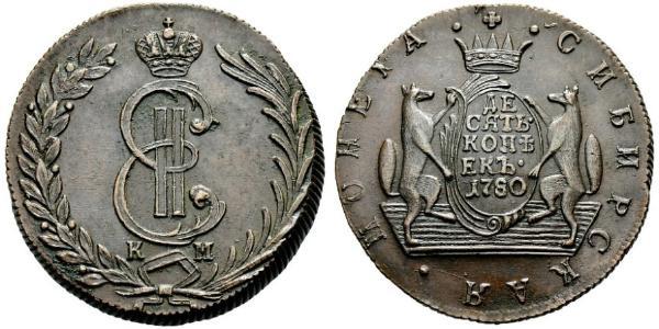10 Kopeck Empire russe (1720-1917) Cuivre Catherine II (1729-1796)