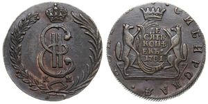 10 Kopek Imperio ruso (1720-1917) Cobre Catalina II (1729-1796)