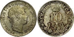 10 Kreuzer Impero austriaco (1804-1867) Argento Franz Joseph I (1830 - 1916)