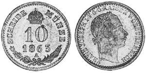 10 Kreuzer Impero austriaco (1804-1867) Argento Franz Joseph I (1830 - 1916)