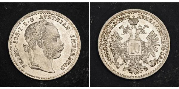 10 Kreuzer Impero austro-ungarico (1867-1918) Argento Franz Joseph I (1830 - 1916)