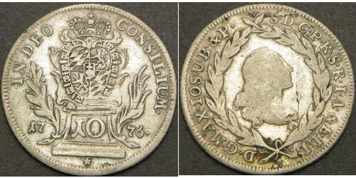 10 Kreuzer Electorate of Bavaria (1623 - 1806) Plata Maximiliano III José, Elector de Baviera(1727 – 1777)