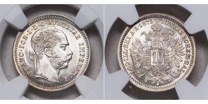 10 Kreuzer Imperio austrohúngaro (1867-1918) Plata Franz Joseph I (1830 - 1916)