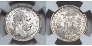 10 Kreuzer Imperio austrohúngaro (1867-1918) Plata Franz Joseph I (1830 - 1916)