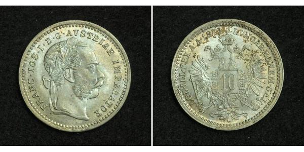 10 Kreuzer Imperio austrohúngaro (1867-1918) Plata Franz Joseph I (1830 - 1916)