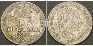 10 Kreuzer Imperio austrohúngaro (1867-1918) / Reino de Hungría (1000-1918) Plata Franz Joseph I (1830 - 1916)