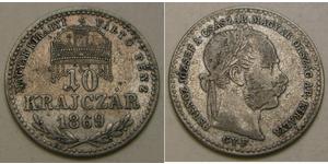 10 Kreuzer Imperio austrohúngaro (1867-1918) / Reino de Hungría (1000-1918) Plata Franz Joseph I (1830 - 1916)