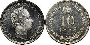 10 Kreuzer Imperio austríaco (1804-1867) Plata Franz Joseph I (1830 - 1916)