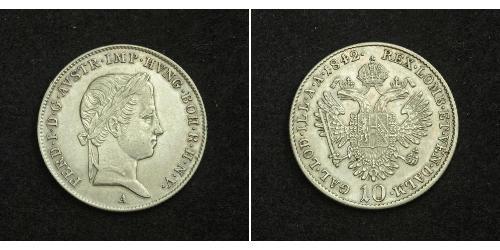 10 Kreuzer Imperio austríaco (1804-1867) Plata 